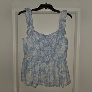 Crown & Ivy Blue Floral Women's Tank Top